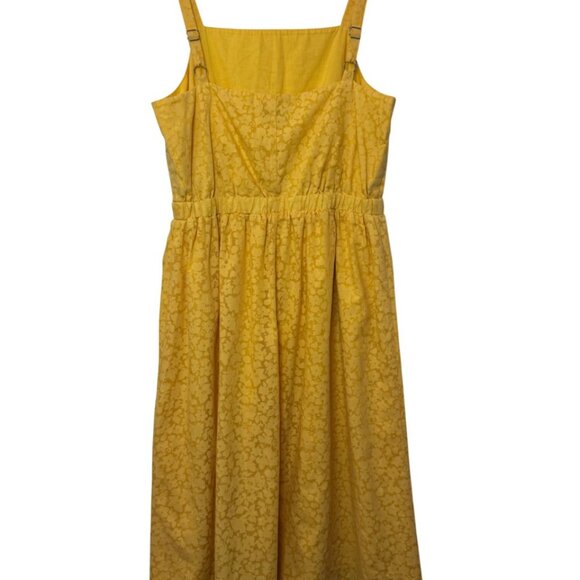 Loft yellow floral print midi pull-on dress size US M - Picture 4 of 8